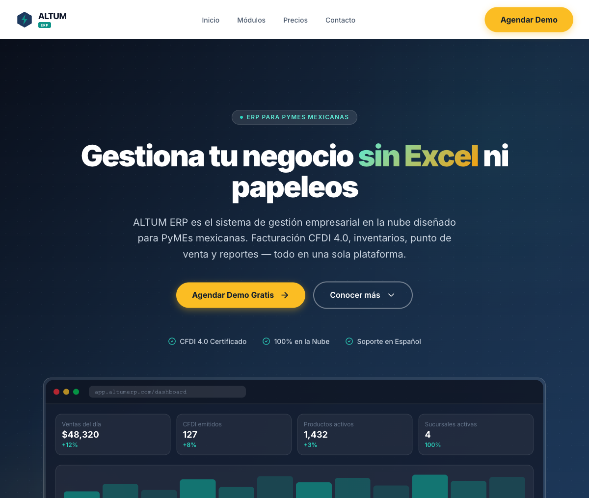 ALTUM ERP - Landing Page